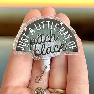 Glitter My Badge Little ray of pitch black badge reel for nurse and hospital workers. Badge clip Badge pull - Retractable swivel clip with a 360 rotation. Great gift for coworker. Healthcare