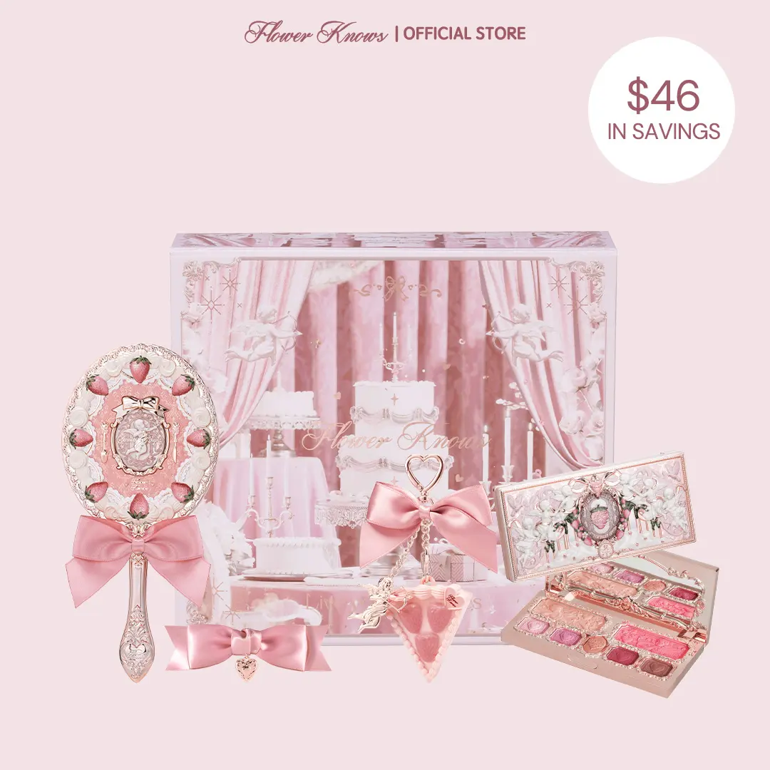Flower Knows Berry Enchanted Garden Set, Strawberry Cupid Eye Makeup Set, With Mirror, Hair Clip and Solid Perfume, Longlasting, High Pigment, Best Gift For Summer, Holiday or Gifting, #summerwins, #DealsForYouDays