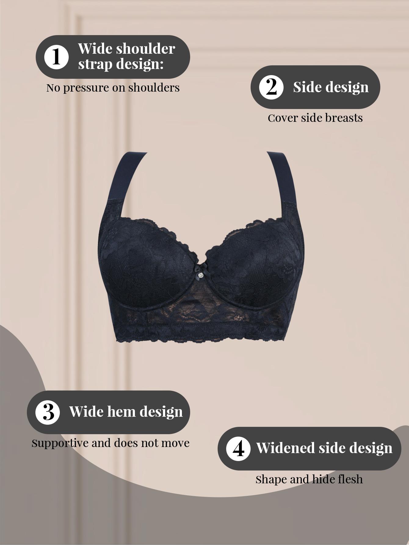 3PCS Lace Underwire Push-Up Bra - Anti-Sag, Wide Adjustable Straps, Comfort Breathable Elegance Elastic Lingerie, Versatile Wear Date Gift Bridal Everyday