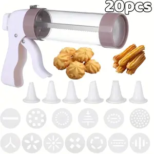 20pcs/Set Cake Decorating Gun Kit with Nozzles - Cookie Press, Icing Pipes, and Cream Tools for Baking, Perfect for Muffins, Pastries, and Desserts, Ideal for Graduation Gifts and Commemoration Day Cookies