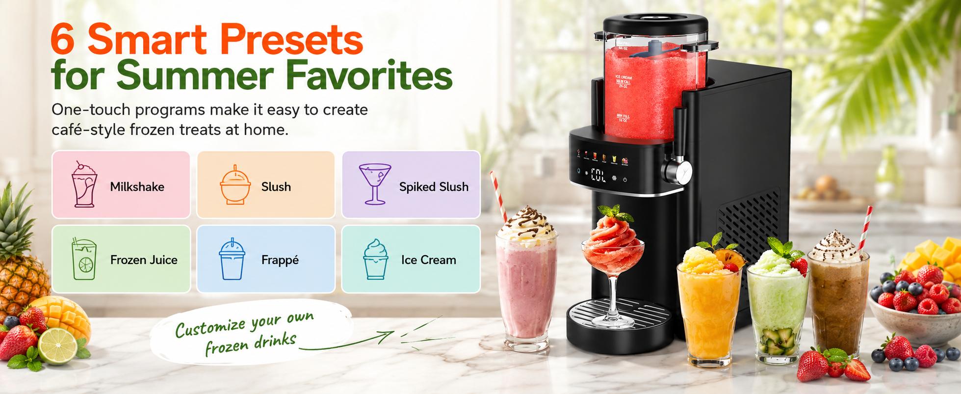 Slushie Machine Ice Cream Maker with 6 Smart Presets for Margarita Frappé No Ice Needed Rapid Chill Temperature Control 40oz Capacity Easy to Clean outdoorfun Slushie Machine Ice Cream Maker with 6 Smart Presets for Margarita Frappé No Ice Needed Rapid Chill Temperature Control 40oz Capacity Easy to Clean outdoorfun