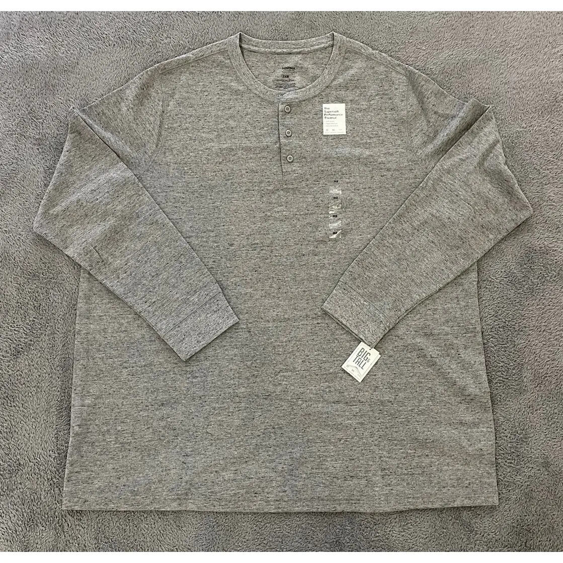 NEW Sonoma Mens Big & Tall Super Soft Modern Crewneck 3 button Sweater Size 3XB