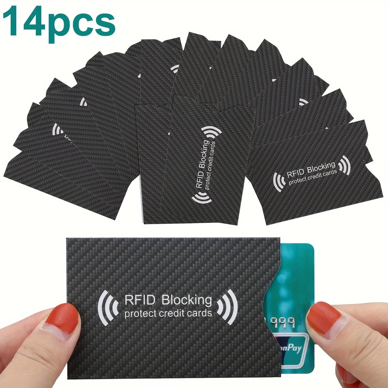 14-Pack Rfid Credit Card Sleeves, Copper Paper Aluminum Foil Anti-Magnetic Rfid Anti Theft Horizontal Security Card Protectors, Rfid Shielding Card Cases