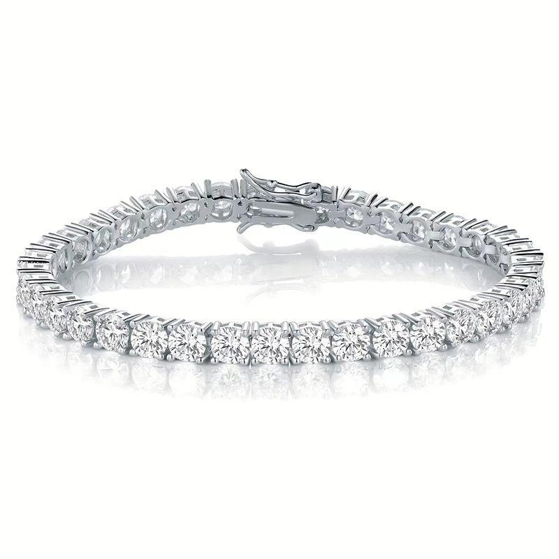 4mm 925 Sterling Silver Moissanite Bracelet 3mm D VVS1 Diamond with GRA for Women Sparkling Wedding Party Fine Jewelry