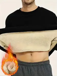 Men's Thermal Warm Sweater, Loose Long Sleeves, Ribbed Cuffs & Hem, Thick Winter Casual Wear for Men, Thermal Menswear, Fitted Design