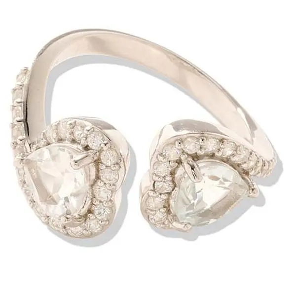 Colleen Lopez Sterling Silver Heart-Cut Gemstone Bypass Ring