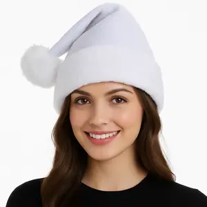 Deluxe White Tinsel Santa Hat