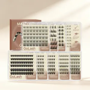 Maxcomfi GOLASH Glueless Press-On DIY Lash Clusters Collection | Zero Glue Self-Adhesive Wispy Individual Lashes, Breeze ZeroFeel Glueless,