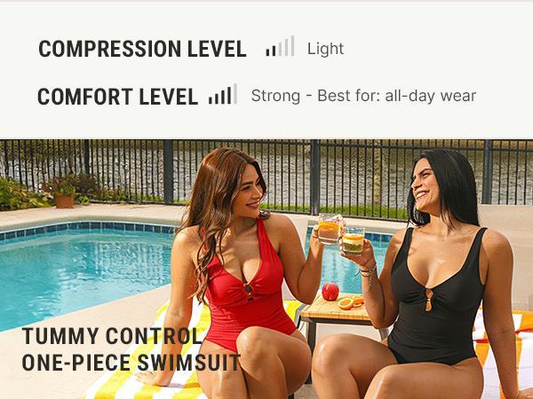 FeelinGirl #Live1 One Piece Swimsuit Womenwear Plus Size Plain Color High Cut with Removable Pads Summer New Arrivals SpringStatements