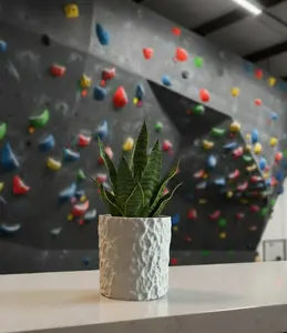 Chiseled Stone Planter with Hidden Drip Base