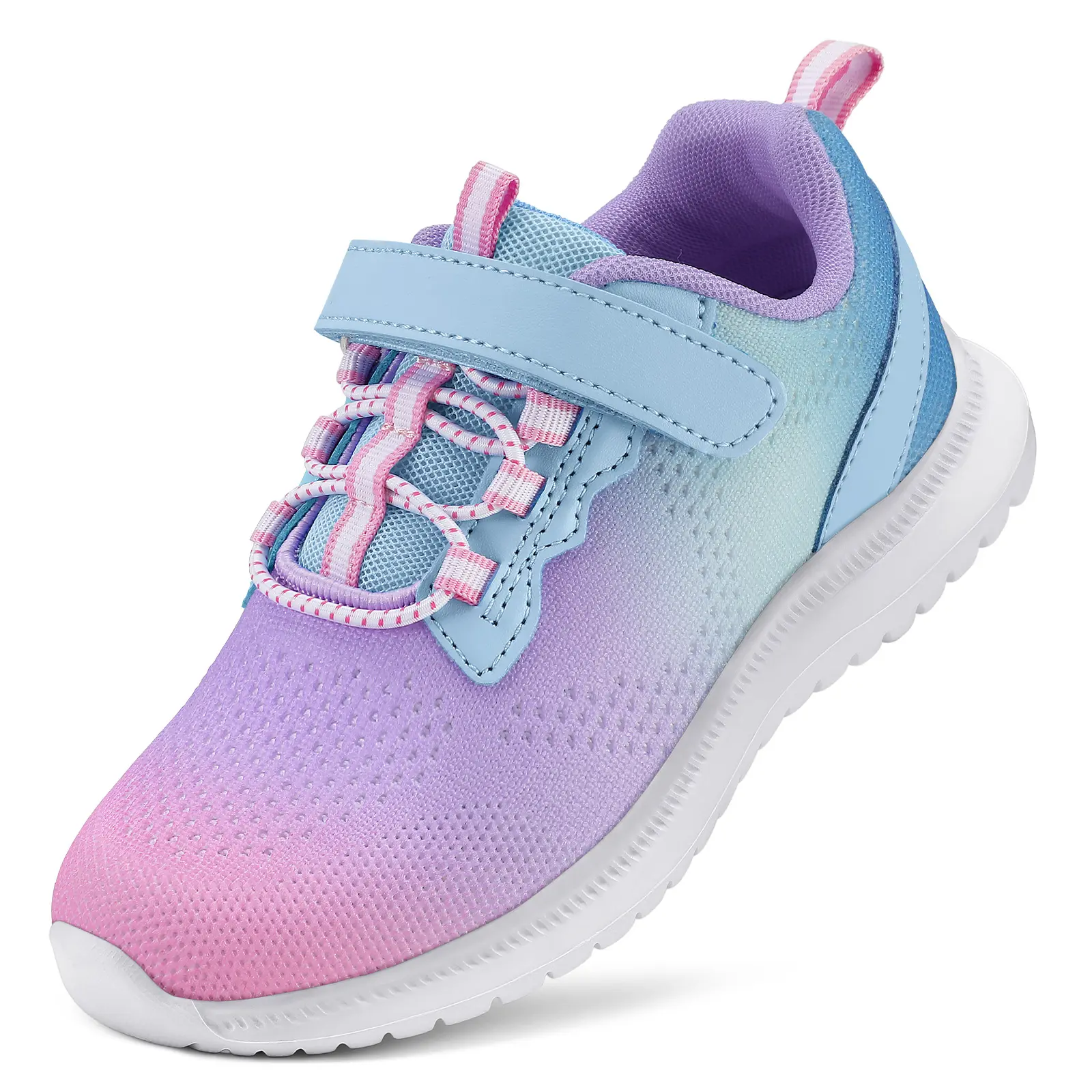 Runside Kids Sneakers for Boys Girls, Lightweight Breathable Knit Shoes, Hook-and-Loop Non-Slip Walking Running School Shoes, Toddler/Little Kid/Big Kid