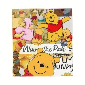 DISNEY CLASSIC Winnie The Pooh Blanket Lightweight Soft Beige Premium Microfiber Durable Easy Care Multi Functional For Home Decor Comfy Cozy Gift