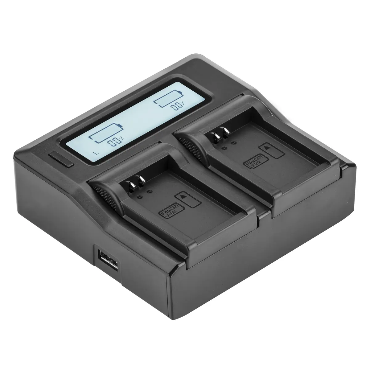 Dual Slot Smart Camera Charger with LCD Display, USB Port, Fast Charging for Canon LP-E12 Batteries, Green Photographers’ Camera Accessory
