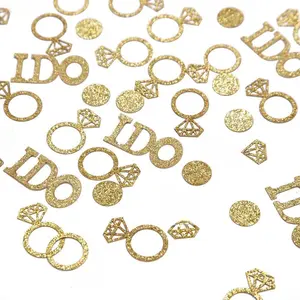 Gold Wedding Table Confetti,Glitter Paper Diamond Ring Confetti, I Do Engagement Party Table Scatter,Bachelorette Bridal Shower Party Decorations