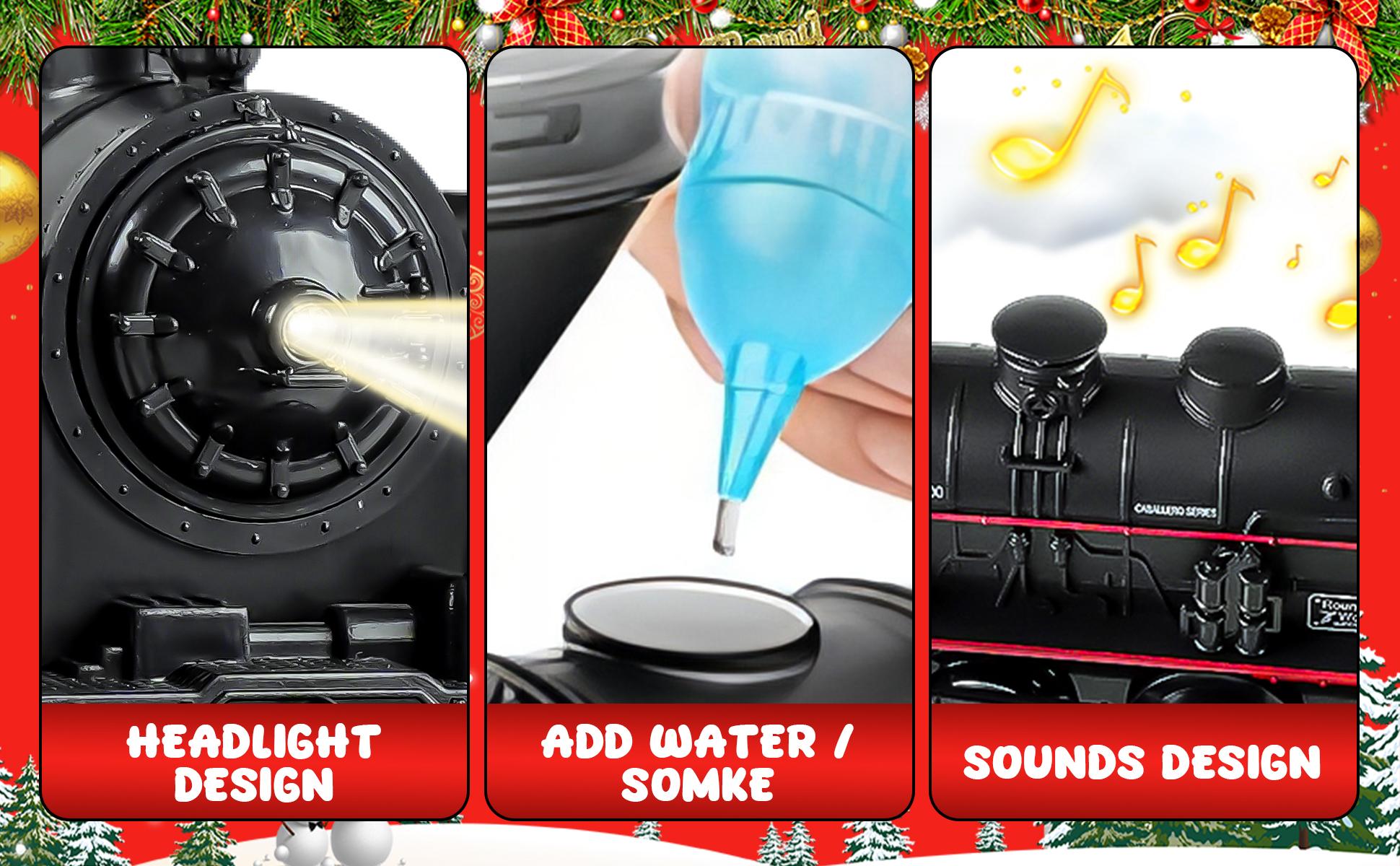 Rc Steam Locomotive Christmas Train, Remote Control Train Toys，Christmas Gift for Kids Boys Girls with Smokes, Lights and Sound