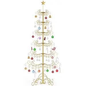 Naudacaa 6/7 Ft Wrought Iron Christmas Tree Stand, Metal Spiral Ornament Display Holder for Hanging Glass Balls, Halloween & Holiday Decorations
