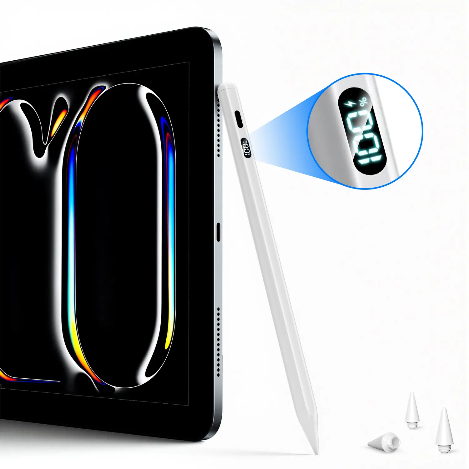 Pencil for Apple iPad 2018-2026, LED Power Display Stylus, Faster Charge, Palm Rejection Stylus Pen for iPad a16/11/10/9/8/7/6th Gen, Pro 12.9/11/13-inch M4/M5, Air 3/4/5/M2/M3/M4, Mini 5/6/7th BackToSchool