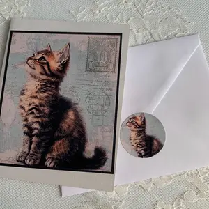 Handmade Greeting Card with Envelope – Decorative Seal & Faux Stamp, 4.25” x 5.5”