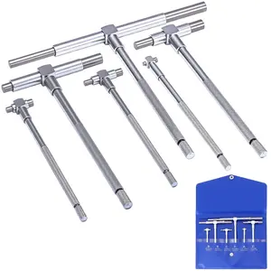 6Pcs T-Bore Hole Gauges Set, 5/16"-6" Full Range Chrome Steel Telescoping Gauge with Lock & Self-Centering Smooth Action, Engine Cylinders Measuring Tool Kit with Pouch, Telescoping Rod Included