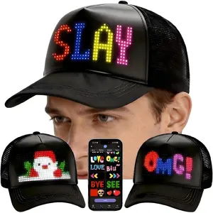 Programmable LED Hat Bluetooth App Control, Custom Text Smart Baseball Cap, Rave Party Funny Hats, for Men2026