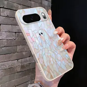 Rounded Edge Phone Case for Google Pixel 10 9 XL 8 7 Pro A  Mosaic Phantom Glass - like Specter Fragmented Ghost Pattern Anti-Scratch Shockproof TPU Bumper Drop-proof Cover Cellphone Protective