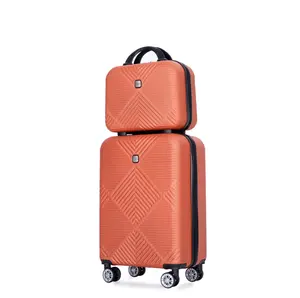 Luggage Sets 2 Piece Suitcase Set (14/20/)Hardside Suitcase with Spinner Wheels Lightweight Carry On Luggage(Dark Orange)