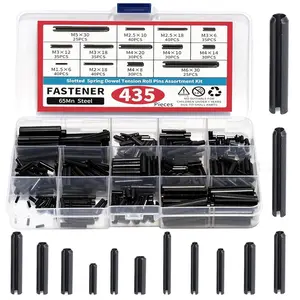 435counts Roll Pin Assortment Set - Slotted Spring Pin - Spring Dowel Tension Roll Pins - M1.5 M2 M2.5 M3 M4 M5 M6 13Types Split Expansion Spring Steel Pin Assortment Kitu2026