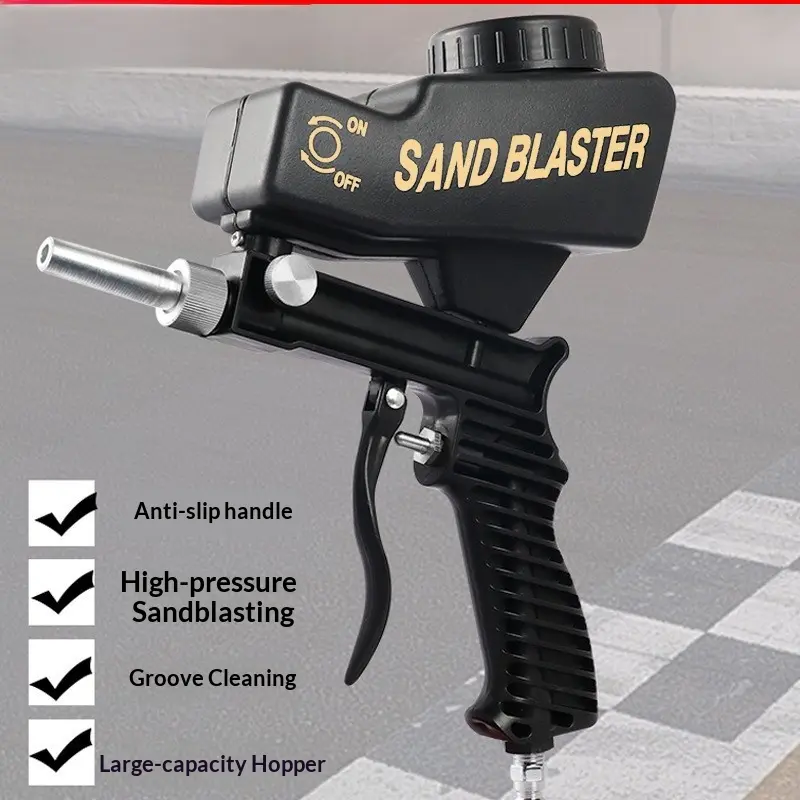 Compact handheld pneumatic sandblasting gun, portable pneumatic sandblasting machine
