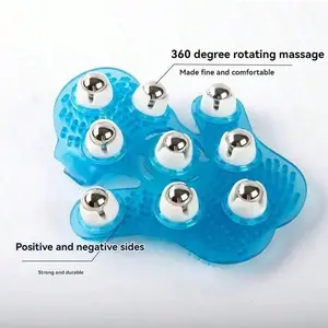 Handheld Massage Roller Ball, Palm Type Nine Bead Massager for Neck Back Abdomen Slimming Brush, Relaxing Roll-On Tool