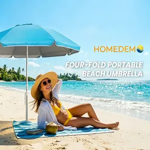 HOMEDMO 7FT Portable Foldable Beach Umbrella with Foldable Table, UPF50+ UV Protection, Lightweight Travel Sun Shade for Beach Camping Patio