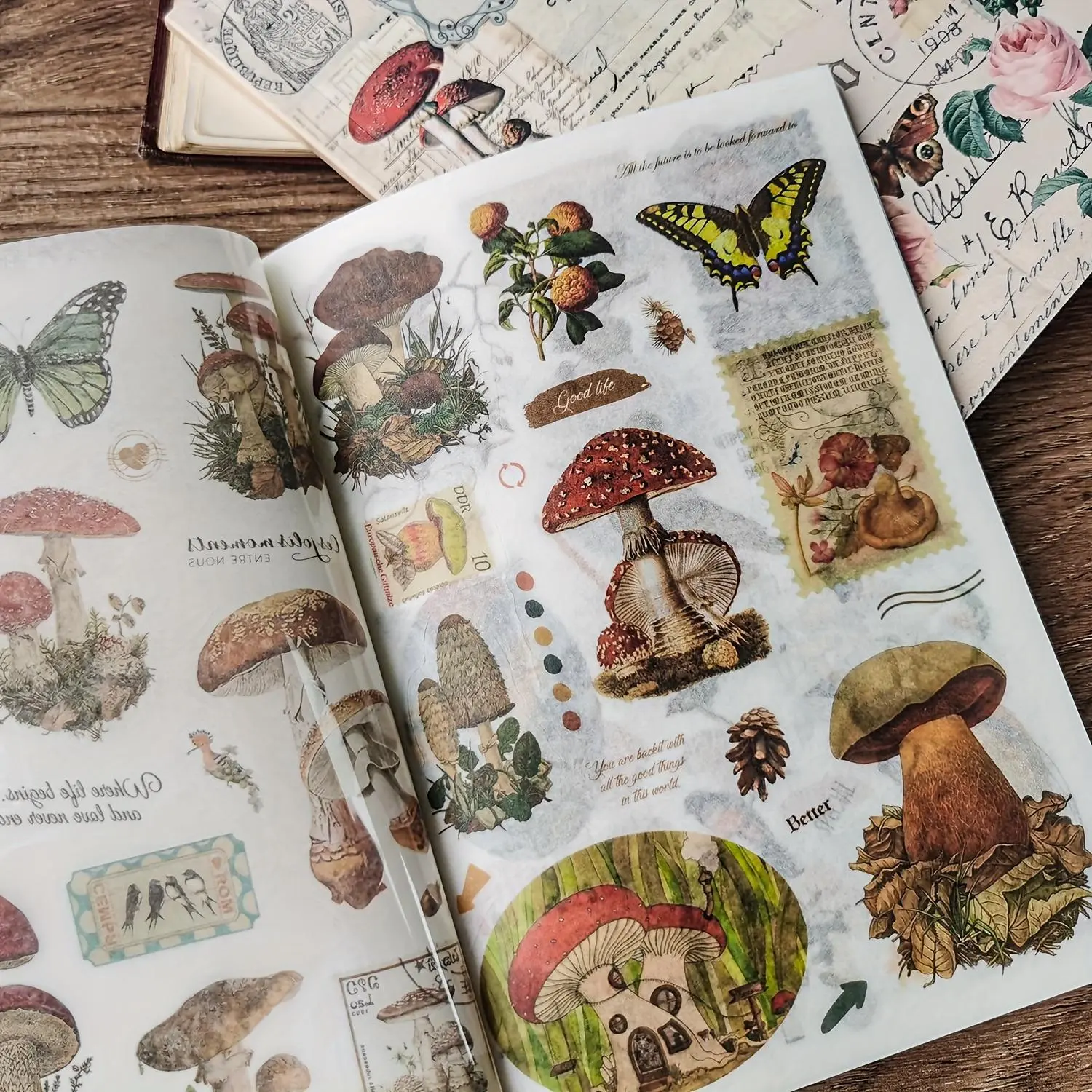 Vintage Flower & Plant-Themed Sticker Book, 20 Sheets Scrapbook & Journal-Making Material Paper, DIY Decorative Sticker Book for Scrapbooking & Journal Making, Scrapbook Materials, Scrapbooking Supplies, Diary Sticker