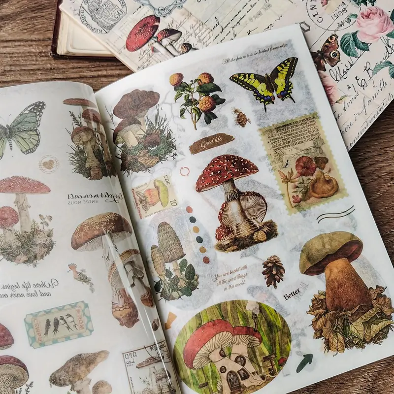 Vintage Flower & Plant-Themed Sticker Book, 20 Sheets Scrapbook & Journal-Making Material Paper, DIY Decorative Sticker Book for Scrapbooking & Journal Making, Scrapbook Materials, Scrapbooking Supplies, Diary Sticker