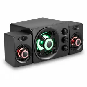 Computer Speakers USB Powered for Desktop Laptop Tablet, with Colorful RGB Lights, Volume Control, 3.5mm Audio Plug