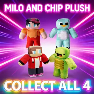 Milo and Chip Plush Toy, My World Merchandise, Soft Stuffed Animal, Perfect Gift for Fans, High-Quality Plush Doll， Soft and Cozy Stuffed Animal, Perfect Gift for Kids, Durable Plush Material, Ideal for Playtime and Collecting