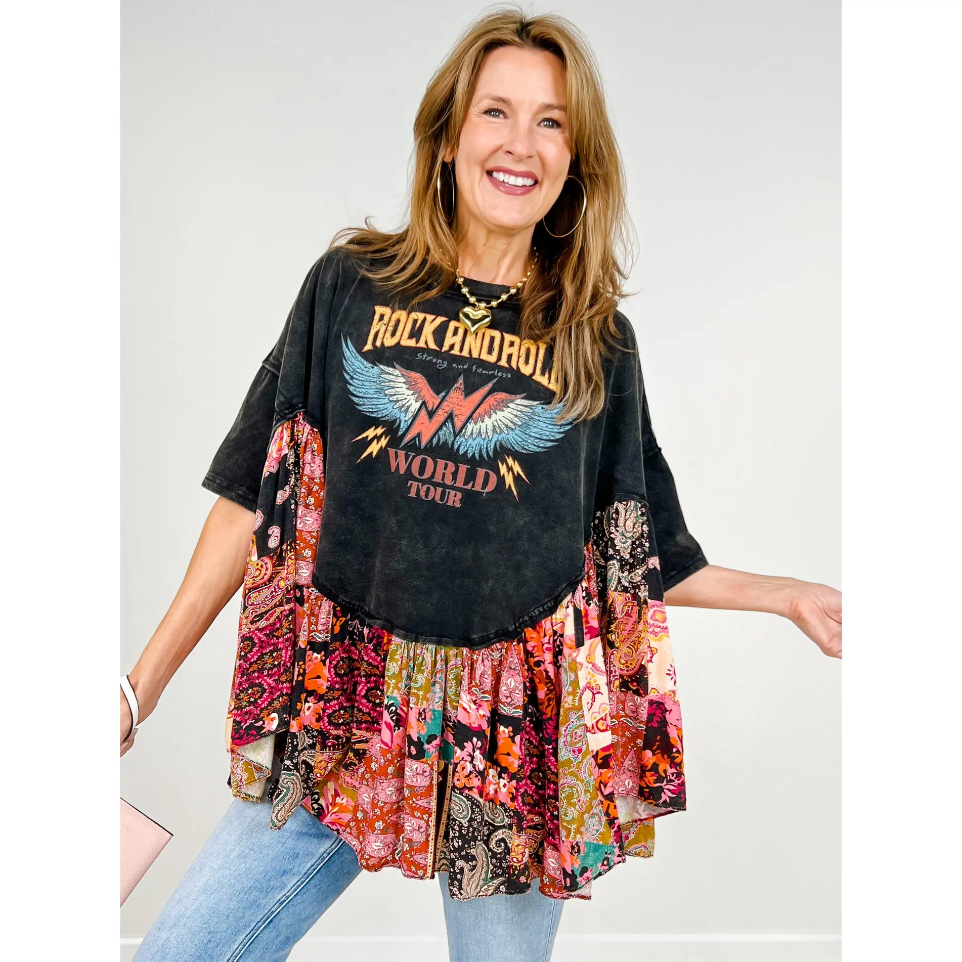 Rock And Roll Oversized Ruffled Poncho Top Rock And Roll Oversized Ruffled Poncho Top