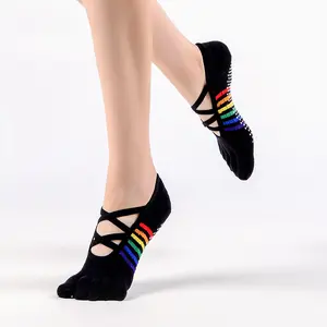 Yoga Socks Non Slip Grippy Toe Socks for Women Pilates Barre Ballet Barefoot Grip Socks for Studio Workout Ankle Top Open Back
