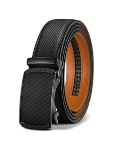 Men's Genuine Leather Belt with Automatic Buckle, Dual Color Design, Durable Fashion Accessory for All Seasons, Dad Gifts