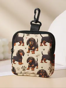 Dog Pattern Coin Purse, Multi-Functional Storage Bag, Durable Polyester, Digital Printing, Key Card Holder, Ideal Gift, Wallet Purse