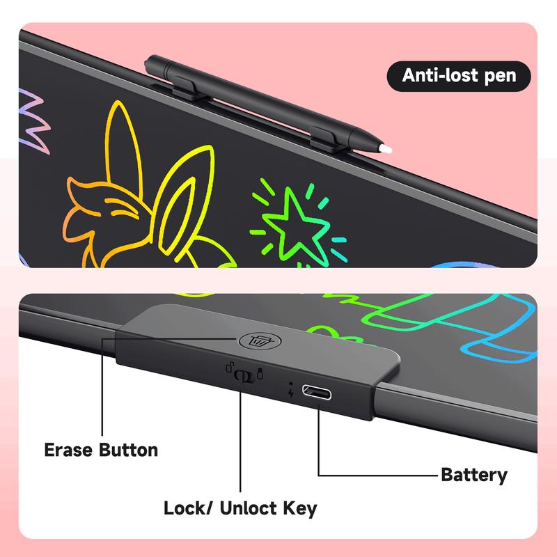 22 Inch Large LCD Writing Tablet, Colorful Electronic Drawing Board, Professional Memo Board for Home Office, Portable Whiteboard for Meeting, Menu Display for Restaurant & Cafe, Erasable & Reusable Notepad with Lock Function