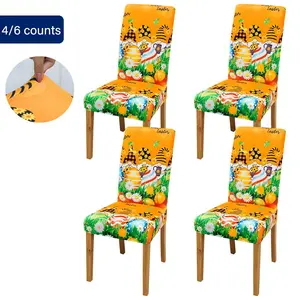 Easter Egg Elf Pattern Chair Cover, 4/6 Counts Removable Washable Slipcovers Chair Seat Cover, Chair Protector for Home Dining Room Hotel Garden Party