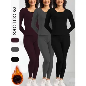 Women’s Super Soft Thermal Fleece Underwear Set, 3-Pack 2-Piece Thermal Tops & Pants for Women, Ideal for Winter Cold Weather & Outdoor Activities