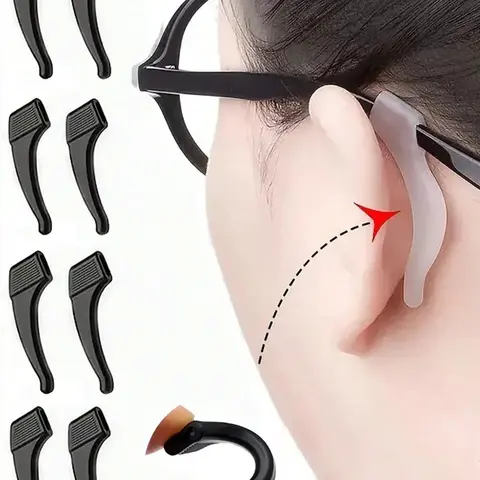 Transparent & Black Glasses Ear Hook, Anti-slip Glasses Ear Hook, Fashion Eyewear Accessories for Men & Women, Glasses Grips, Eye Glasses Ear Grippers
