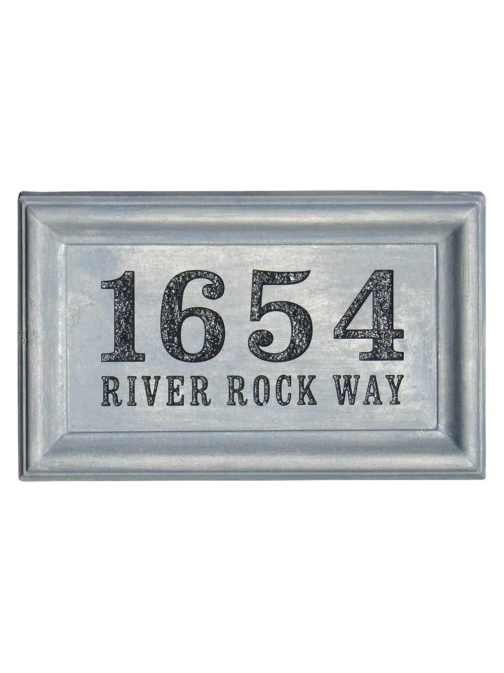 QualArc CCAB-REC-AG 18 in. Lightweight Engraved Rectangle Cast Concrete Address Sign, Antique Gray Home Decor Plaque, Signs