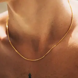 Stainless Steel Square Design Minimalist Chain Necklace For Men, Suitable For Daily Wear As Gift For Boyfriend, Father, Husband, Classmate