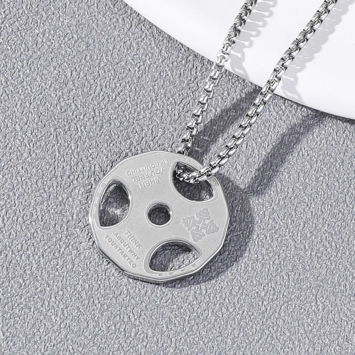 fitness dumbbells, pendants, necklaces, sports men's personality is versatile, sports barbell necklaces, men's trend hanging