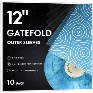 Gatefold Record Sleeves Albums Covers: 12 inch Vinyl Record Outer Sleeves 3 Mil Plastic Clear LP Protective Sleeves, 10 count