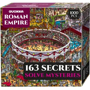 QUOKKA 1000-Piece Jigsaw Puzzle for Adults - Roman Empire Colosseum Design, 163 Hidden Mysteries, 2 Secret Envelopes, Interactive Visual Reasoning Challenge for Immersive Play