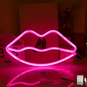 Lips Neon Light, USB or Battery Powered, Valentine's Day Wall Decor, Home Wedding Club Bar LED Atmosphere Lamp, Party Prop, Perfect Gift, Led Neon Lights, Neon Light Sign