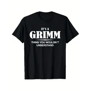 Men's Grimm TV Show Inspired T-Shirt - "It's a Grimm Thing You Wouldn't Understand" Slogan & Grimm Name Logo, 100% Cotton 180gsm Heavyweight, Black with White Print, S-XXXL Sizes, Casual & Outdoor Wear for Fans of the Series, Funny Tshirts, Funny Tshirts