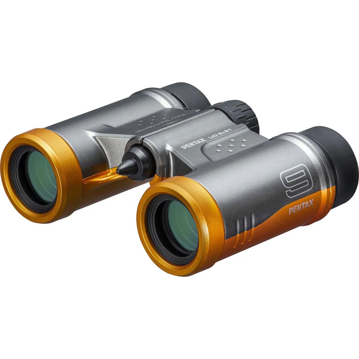 Pentax 9x21 UD Roof Prism Binoculars with 6 Degree Angle of View, Orange/Gray